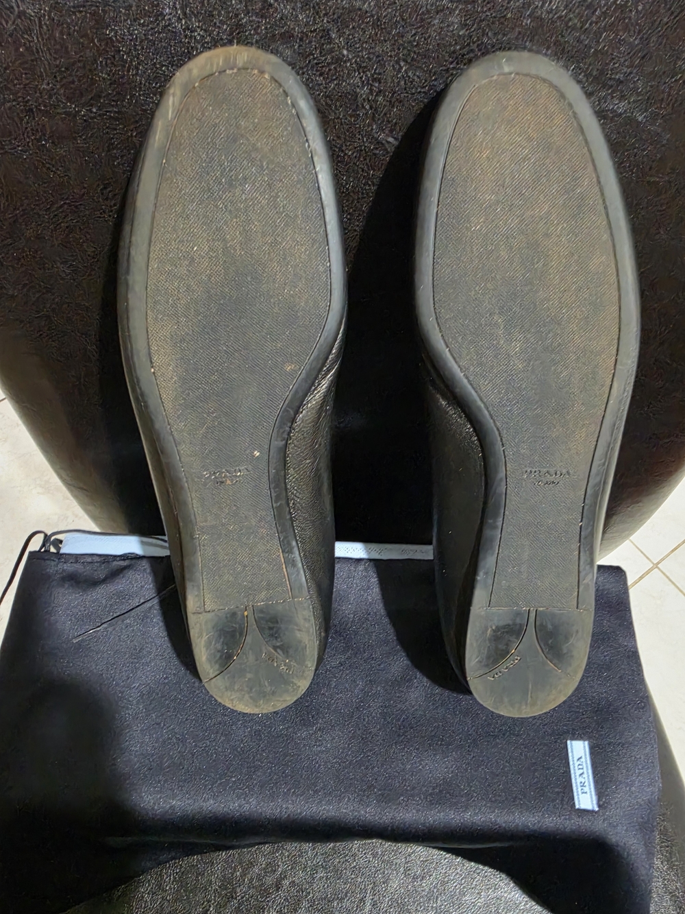 Prada Women's Black Leather Ballet Flats - Picture 7 of 9